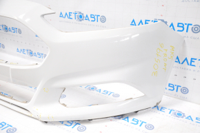Front bumper bare Ford Fusion mk5 13-16 without parking sensors, white, dented, breaks, breaks in fasteners, scratches, painted