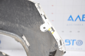 Front bumper bare Ford Fusion mk5 13-16 without parking sensors, white, dented, breaks, breaks in fasteners, scratches, painted
