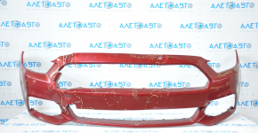 Front bumper bare Ford Mustang mk6 15-17 red dented, missing parts, breaks, broken fasteners