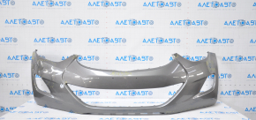 Front bumper bare Hyundai Elantra UD 11-13 prerest graphite dented, tears, sawed, broken fasteners, not