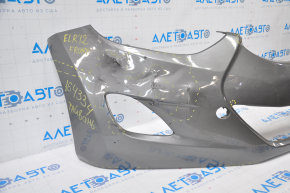 Front bumper bare Hyundai Elantra UD 11-13 prerest graphite dented, tears, sawed, broken fasteners, not