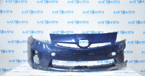 Front bumper bare Toyota Prius 30 10-11 pre-rest blue, missing left part, tears, dents, broken fasteners