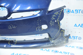 Front bumper bare Toyota Prius 30 10-11 pre-rest blue, missing left part, tears, dents, broken fasteners