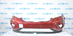 Front bumper bare Nissan Murano z52 15-18 pre-rest red, torn off right part, broken fasteners, tears, sawed, dented