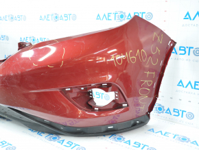 Front bumper bare Nissan Murano z52 15-18 pre-rest red, torn off right part, broken fasteners, tears, sawed, dented