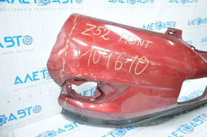 Front bumper bare Nissan Murano z52 15-18 pre-rest red, torn off right part, broken fasteners, tears, sawed, dented