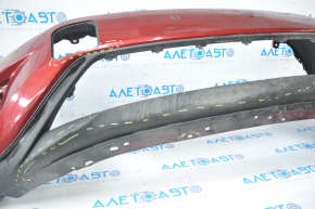 Front bumper bare Nissan Murano z52 15-18 pre-rest red, torn off right part, broken fasteners, tears, sawed, dented