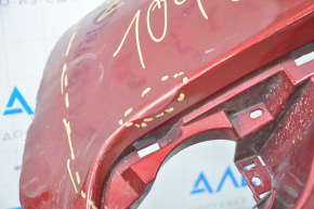 Front bumper bare Nissan Murano z52 15-18 pre-rest red, torn off right part, broken fasteners, tears, sawed, dented