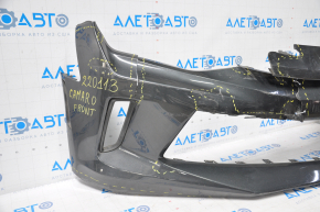 Front bumper bare Chevrolet Camaro 16-LT graphite dented, missing fragments, broken fasteners, fractures, sawed