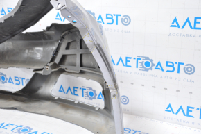 Bare front bumper Dodge Charger 15-23 rest silver, torn off left, lower and central part, dented, scratches, broken fasteners
