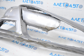 Bare front bumper Dodge Charger 15-23 rest silver, torn off left, lower and central part, dented, scratches, broken fasteners