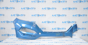 Front bumper bare Hyundai Tucson 16-18 blue, missing left part, torn off fasteners, dented