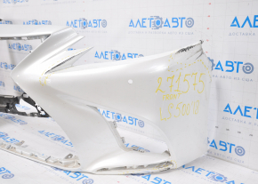 Bare front bumper Lexus LS500 18-20 white no fragment on the left, broken fasteners, tears, dented, scratches, made