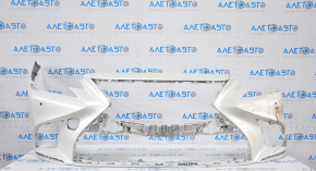 Bare front bumper Lexus LS500 18-20 white no left part, dented, fractures, broken fasteners, sawed