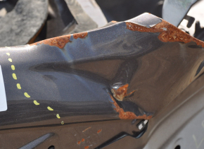 Front right quarter Hyundai Sonata 15-19 graphite on the body, bent side member, dented, bumps