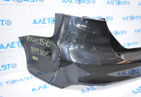 Rear bumper bare Ford Focus mk3 15-18 rest 4d black dented on the left, broken fasteners