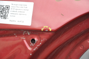 Front left quarter Chevrolet Volt 11-15 red with central pillar, sawn off side member, dented, bumps
