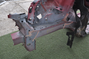 Front right quarter Chevrolet Volt 11-15 red with central pillar, dented