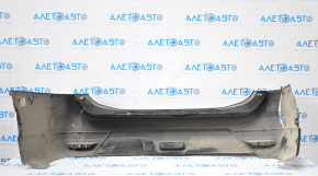 Bare rear bumper Nissan Rogue 14-16 graphite, dented left side, missing fragment, tears, broken fasteners, scratches
