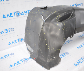Bare rear bumper Nissan Rogue 14-16 graphite, dented left side, missing fragment, tears, broken fasteners, scratches