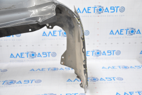 Bare rear bumper Nissan Rogue 14-16 graphite, dented left side, missing fragment, tears, broken fasteners, scratches
