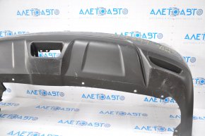 Bare rear bumper Nissan Rogue 14-16 graphite, dented left side, missing fragment, tears, broken fasteners, scratches