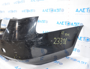 Bare rear bumper for Lexus GS300 GS350 GS430 GS450h 06-07 without parking sensors, black, dented, missing fragment at the bottom, broken fasteners, non-factory holes
