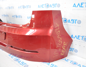 Rear bumper bare Chevrolet Volt 11-15 red broken fasteners, dented on the left, tears