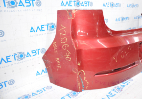 Rear bumper bare Chevrolet Volt 11-15 red broken fasteners, dented on the left, tears