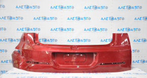 Rear bumper bare Chevrolet Volt 11-15 red dented and torn on the left, fasteners torn, fasteners torn on the right
