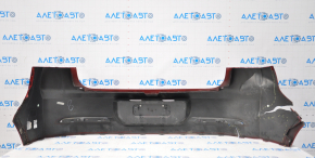 Rear bumper bare Chevrolet Volt 11-15 red dented and torn on the left, fasteners torn, fasteners torn on the right
