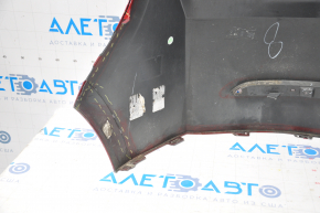 Rear bumper bare Chevrolet Volt 11-15 red dented and torn on the left, fasteners torn, fasteners torn on the right