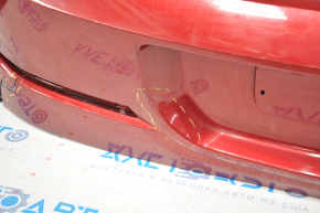 Rear bumper bare Chevrolet Volt 11-15 red dented and torn on the left, fasteners torn, fasteners torn on the right