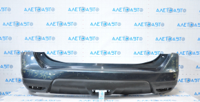 The rear bumper is bare, Nissan Rogue 14-16 blue, the left side is torn, the fasteners are torn, there is a dent in the center, and there are scratches.