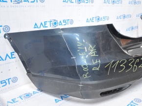 The rear bumper is bare, Nissan Rogue 14-16 blue, the left side is torn, the fasteners are torn, there is a dent in the center, and there are scratches.
