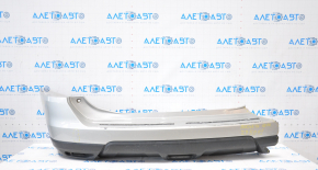 Rear bumper bare Nissan Rogue 14-16 silver no right part, dent, worn bottom