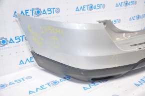 Rear bumper bare Nissan Rogue 14-16 silver no right part, dent, worn bottom
