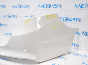 Rear bumper bare Ford Fusion mk5 13-18 for parking sensors, white, tears, dented corner, broken fasteners