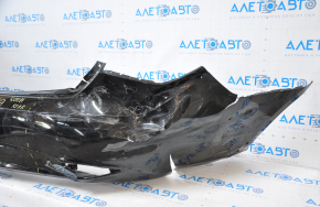 Rear bumper bare Hyundai Sonata 11-13 black dented, tears, broken fasteners, scratches