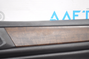 Door trim card front right Subaru Outback 15-16 black, leather, wood insert, scratches on wood insert