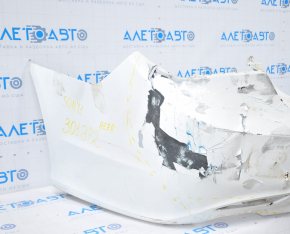 Rear bumper bare Hyundai Sonata 11-13 white dented, tears, broken fasteners, made