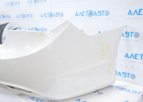 Rear bumper bare Hyundai Sonata 11-13 white dented, tears, broken fasteners, made