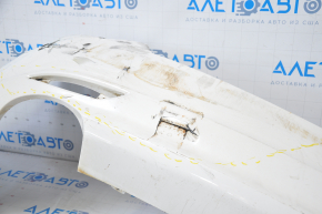 Rear bumper bare Hyundai Sonata 11-13 white dented, tears, broken fasteners, made