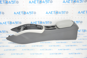 Central console armrest and cup holders Audi A4 B8 13-16 rest leather gray, scratches