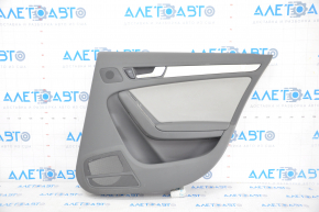 Door trim card rear right Audi A4 B8 13-16 rest gray, sedan without curtain, bent trim, broken fastening