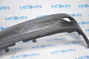 The rear bumper is bare, Lexus RX350 RX450h 10-15 graphite, dented, with tears and broken fasteners.