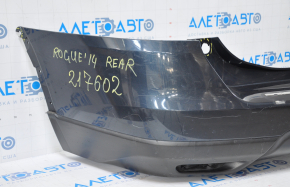 Rear bumper bare Nissan Rogue 14-16 blue dented, torn, broken fasteners