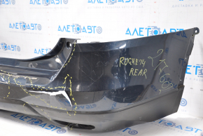 Rear bumper bare Nissan Rogue 14-16 blue dented, torn, broken fasteners