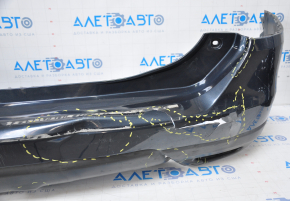 Rear bumper bare Nissan Rogue 14-16 blue dented, torn, broken fasteners