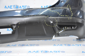 Rear bumper bare Nissan Rogue 14-16 blue dented, torn, broken fasteners